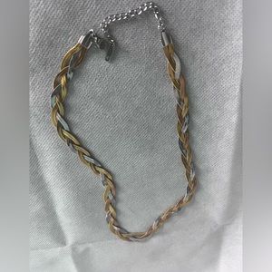 Herringbone Collar Bone Chain Necklace. Braided wind crossed twisted chain.